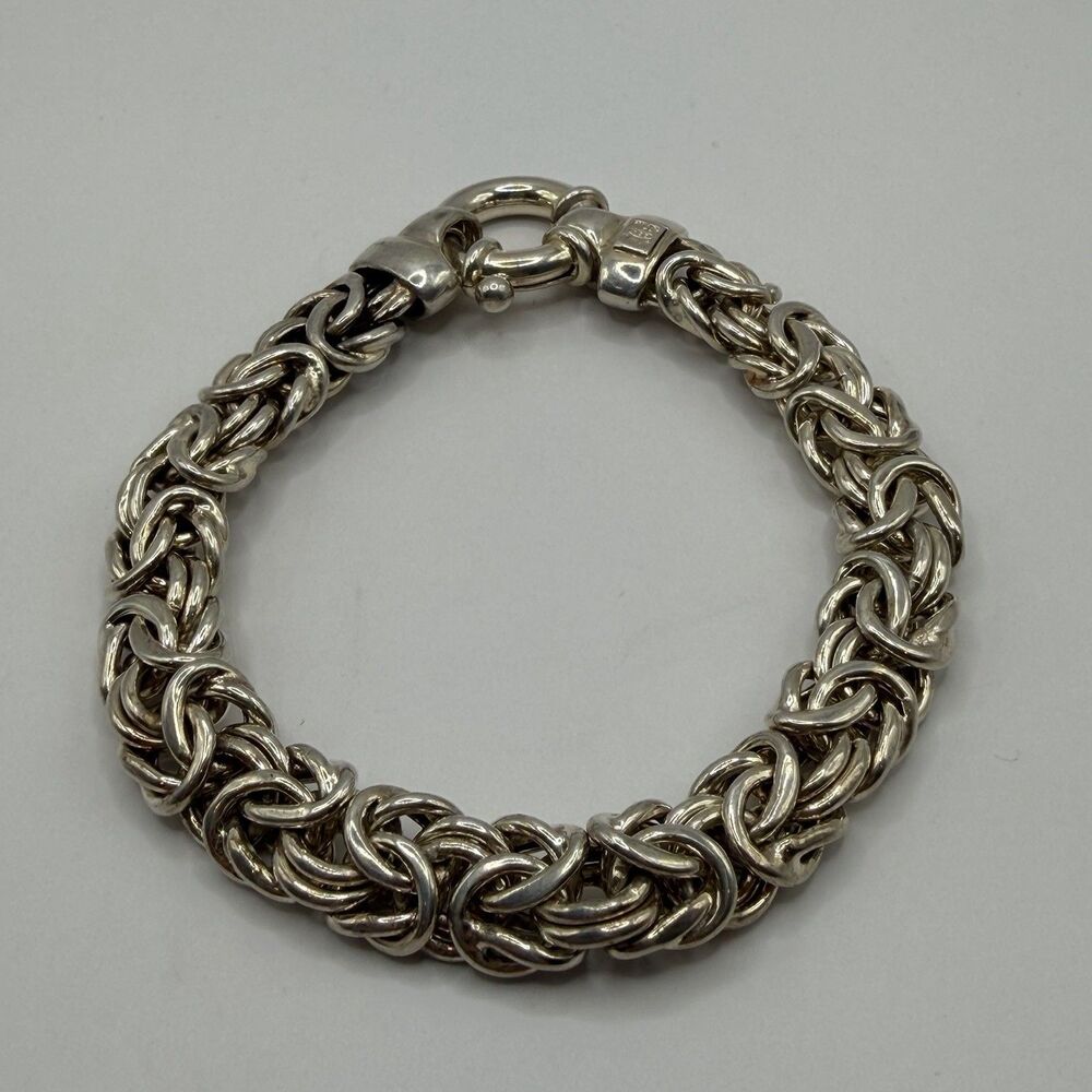 Milor Italy 925 Sterling Silver Byzantine Link Bracelet 7" 24.5g